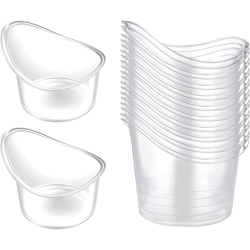 Hexinging 20 Piece Eye Wash Cup front view of clear plastic kit