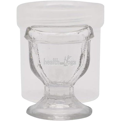 SoulGenie HealthAndYoga ChillEyes transparent glass eye wash cup front view for eye hygiene.