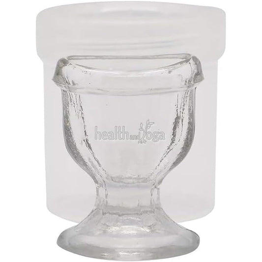 SoulGenie HealthAndYoga ChillEyes transparent glass eye wash cup front view for eye hygiene.