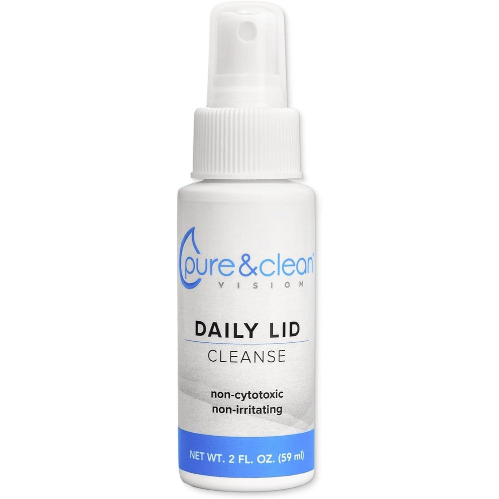 Pure & Clean Daily Lid Cleanse Spray 2 ounce bottle front view for eyelid hygiene.