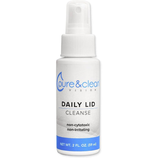 Pure & Clean Daily Lid Cleanse Spray 2 ounce bottle front view for eyelid hygiene.