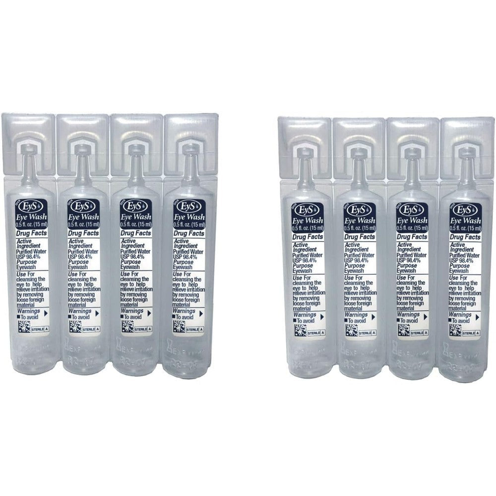 Eyes-Plus EyS Single-Use Eye Wash 8 pack front view sterile solution