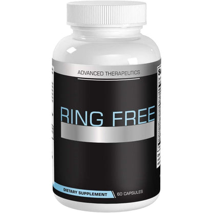 Ring Free Tinnitus Relief Supplement front view bottle containing sixty capsules for ear ringing support