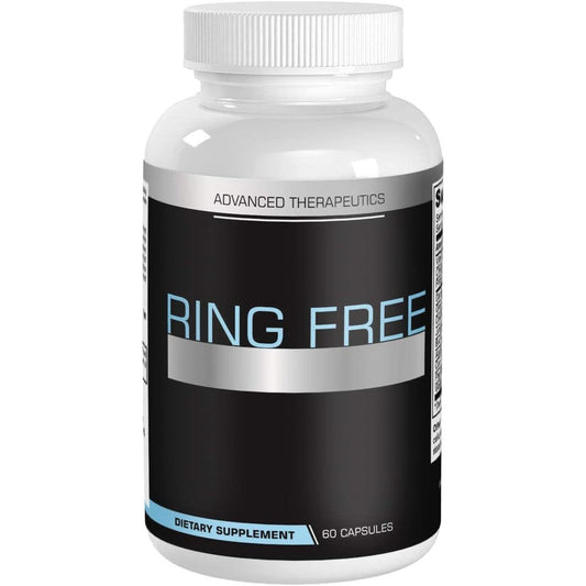 Ring Free Tinnitus Relief Supplement front view bottle containing sixty capsules for ear ringing support