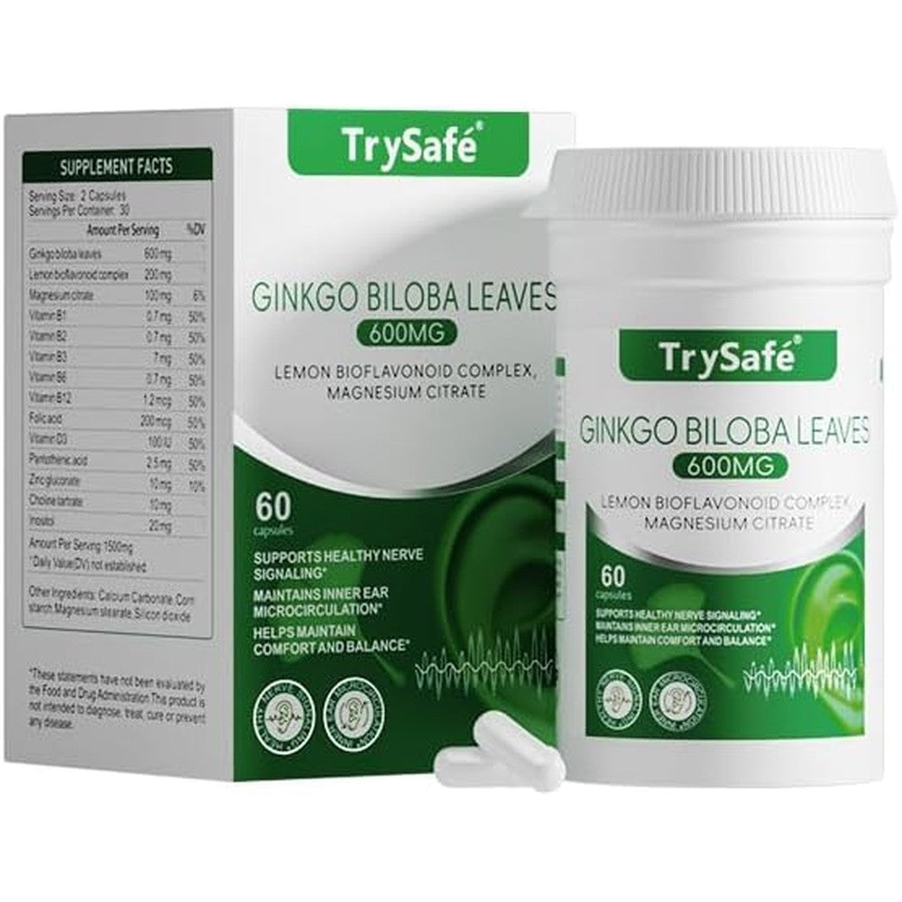 TrySafe Hearing Support Formula front view bottle for tinnitus relief.