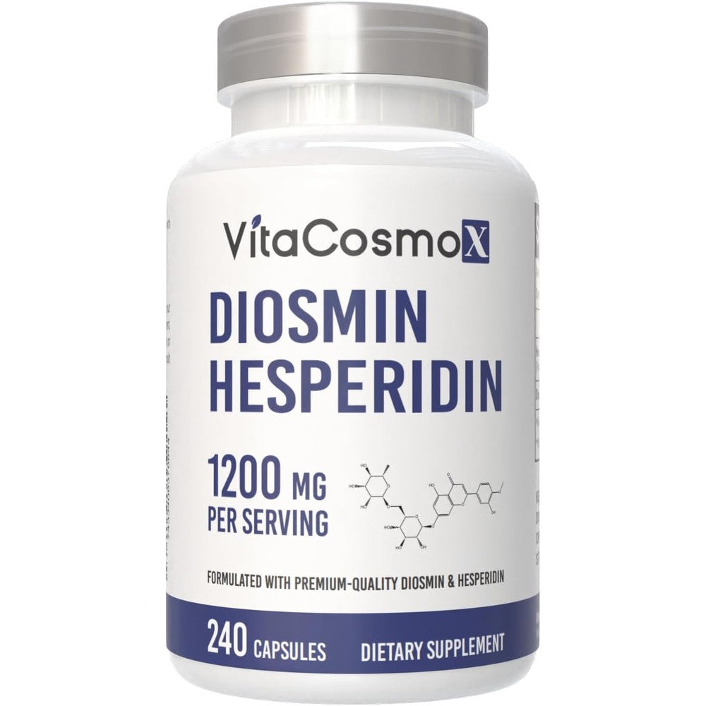 VitaCosmoX Diosmin Hesperidin 1200 mg Complex front view of supplement bottle for circulatory support