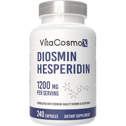 VitaCosmoX Diosmin Hesperidin 1200 mg Complex front view of supplement bottle for circulatory support