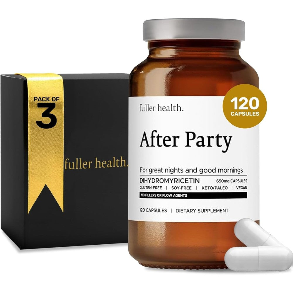 Fuller Health After Party DHM 650mg front view bottle packaging for premium liver health and hangover recovery