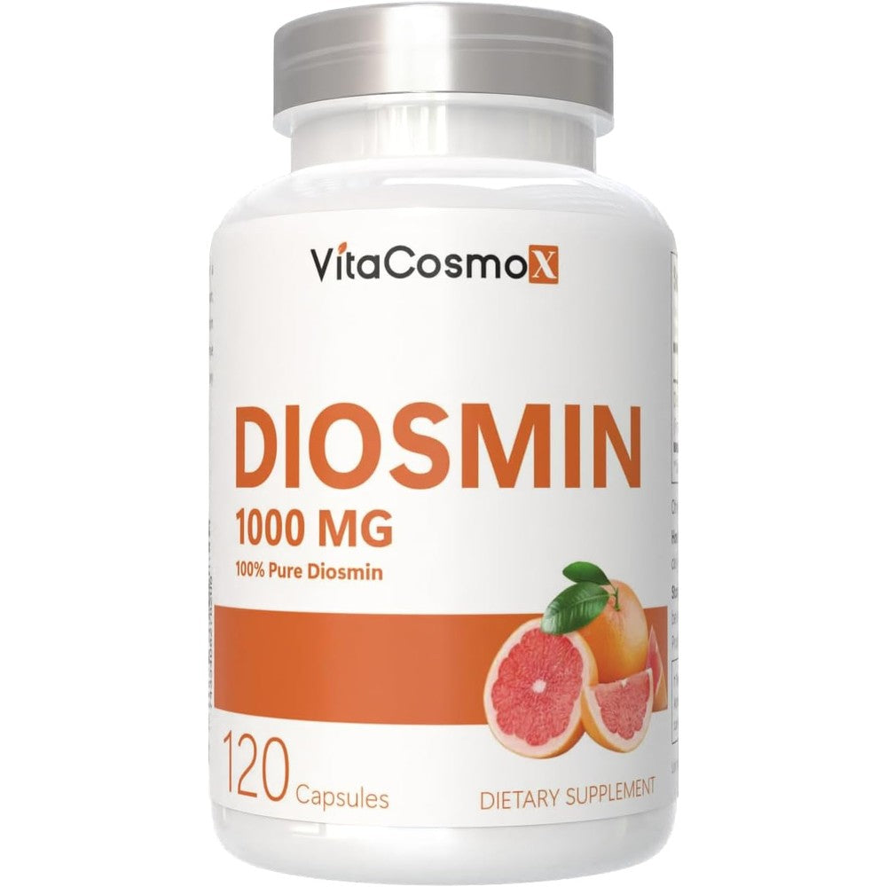 VitaCosmoX Diosmin Capsules 120 count front view bottle for vascular health support.