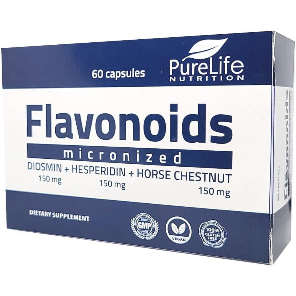 PureLife Nutrition Flavonoids bottle front view for leg vein health