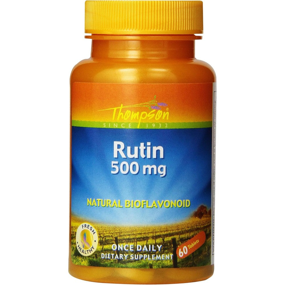 Thompson Rutin 500mg orange bottle with yellow cap front view vascular support supplement
