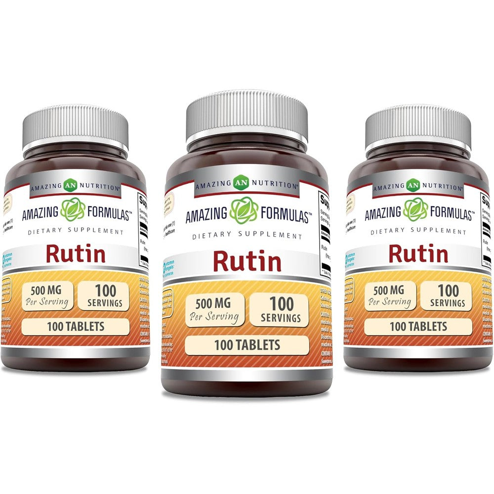Amazing Nutrition Amazing Formulas Rutin 500 Mg front view bottle showing 100 tablets premium USA import packaging