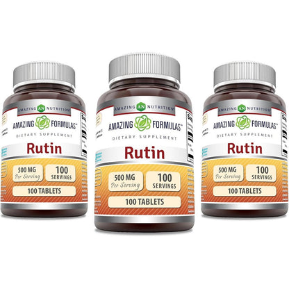 Amazing Nutrition Amazing Formulas Rutin 500 Mg front view bottle showing 100 tablets premium USA import packaging