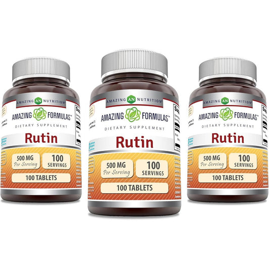 Amazing Nutrition Amazing Formulas Rutin 500 Mg front view bottle showing 100 tablets premium USA import packaging