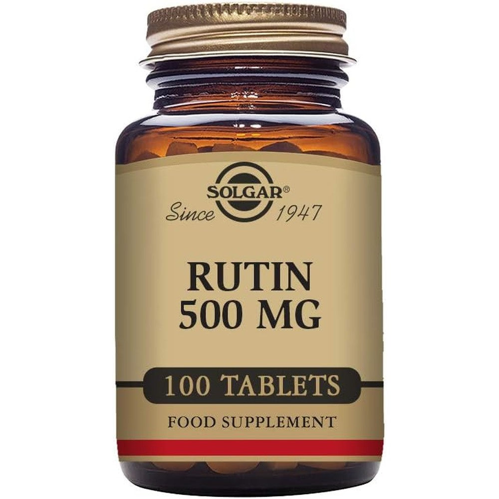 Solgar Rutin 500 mg 100 tablets front view premium antioxidant supplement bottle