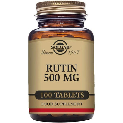 Solgar Rutin 500 mg 100 tablets front view premium antioxidant supplement bottle