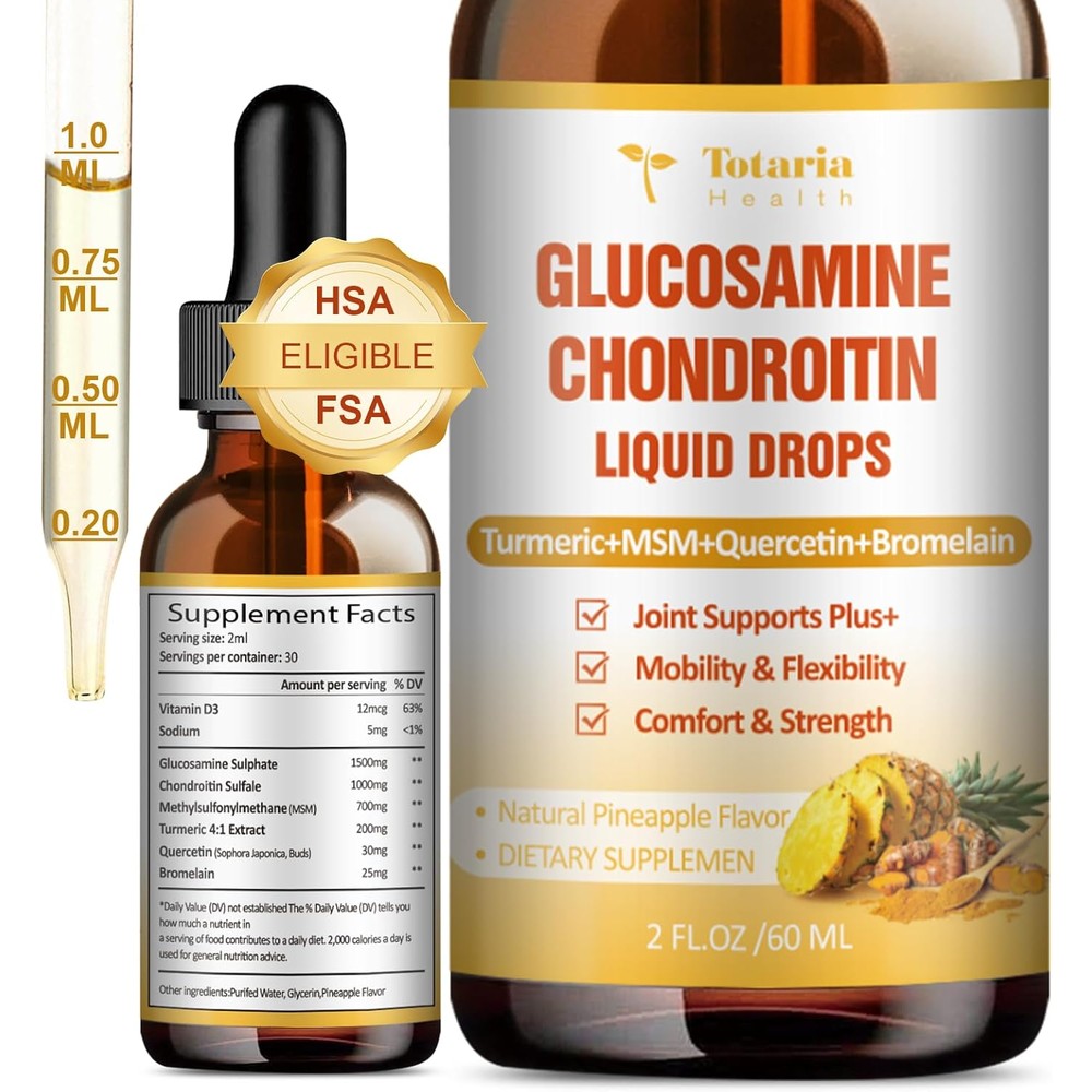 Totaria Glucosamine Chondroitin MSM Liquid Drops front bottle view