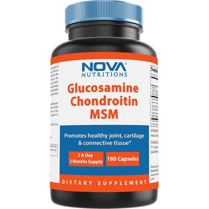 Nova Nutritions Triple Strength Glucosamine Chondroitin MSM 180 capsules front view joint support supplement