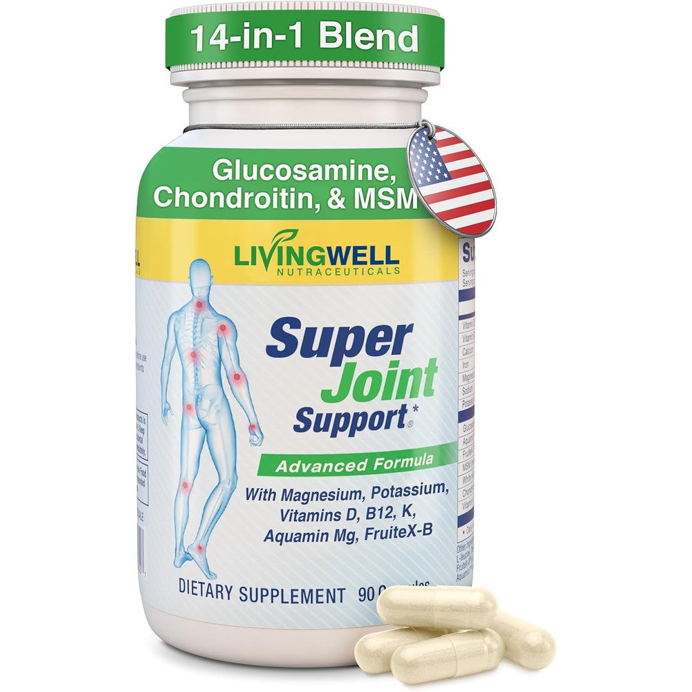 Super Joint Support Glucosamine Chondroitin And MSM For Bone And Muscle Health Supplement With Vitamin D And Magnesium 90 Capsules