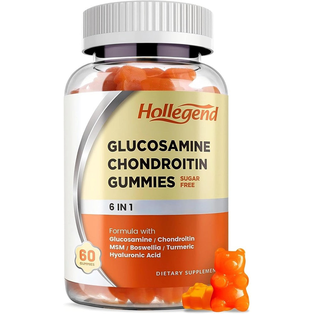 Hollegend Glucosamine Chondroitin Sugar Free Gummies For Joint Support With Msm Turmeric Boswellia And Hyaluronic Acid 60 Count