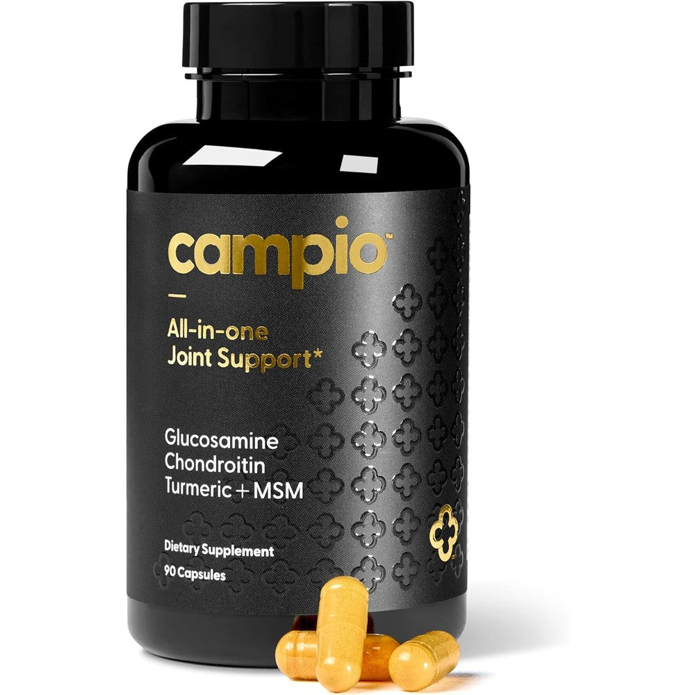 Campio All-In-One Joint Support Supplement With Glucosamine Chondroitin MSM Turmeric And Hyaluronic Acid 90 Count Capsules