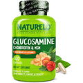 Naturelo Glucosamine Chondroitin MSM bottle front view showing joint support capsules.