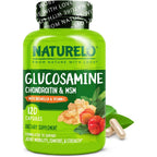 Naturelo Glucosamine Chondroitin MSM bottle front view showing joint support capsules.