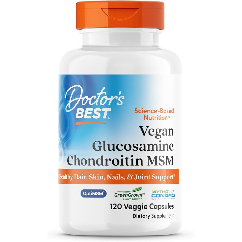 Doctor's Best Vegan Glucosamine Chondroitin MSM Joint Health And Hair Skin Nails Support Supplement 120 Vegetable Capsules