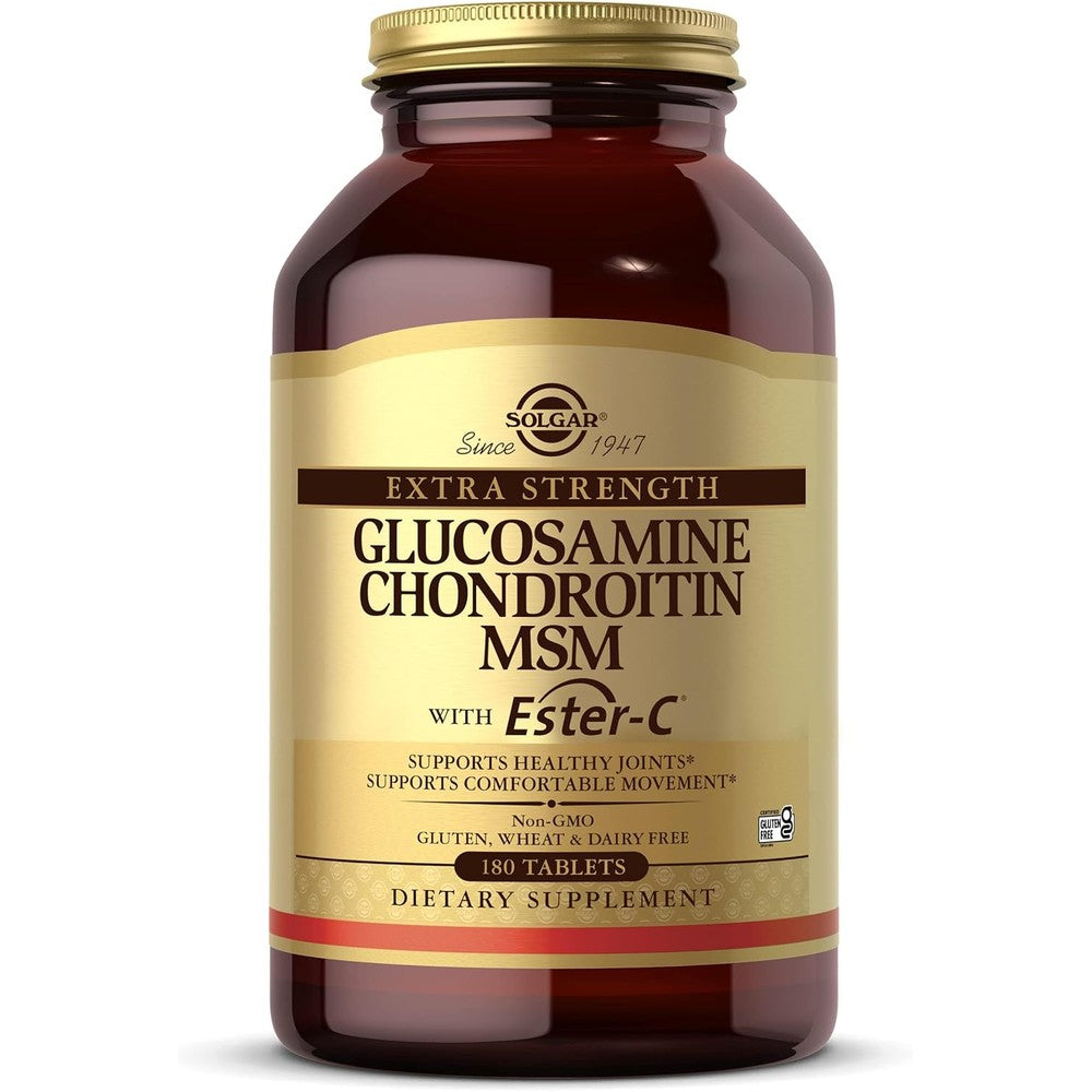 Solgar Extra Strength Glucosamine Chondroitin MSM With Ester-C Joint Support Supplement 180 Tablets