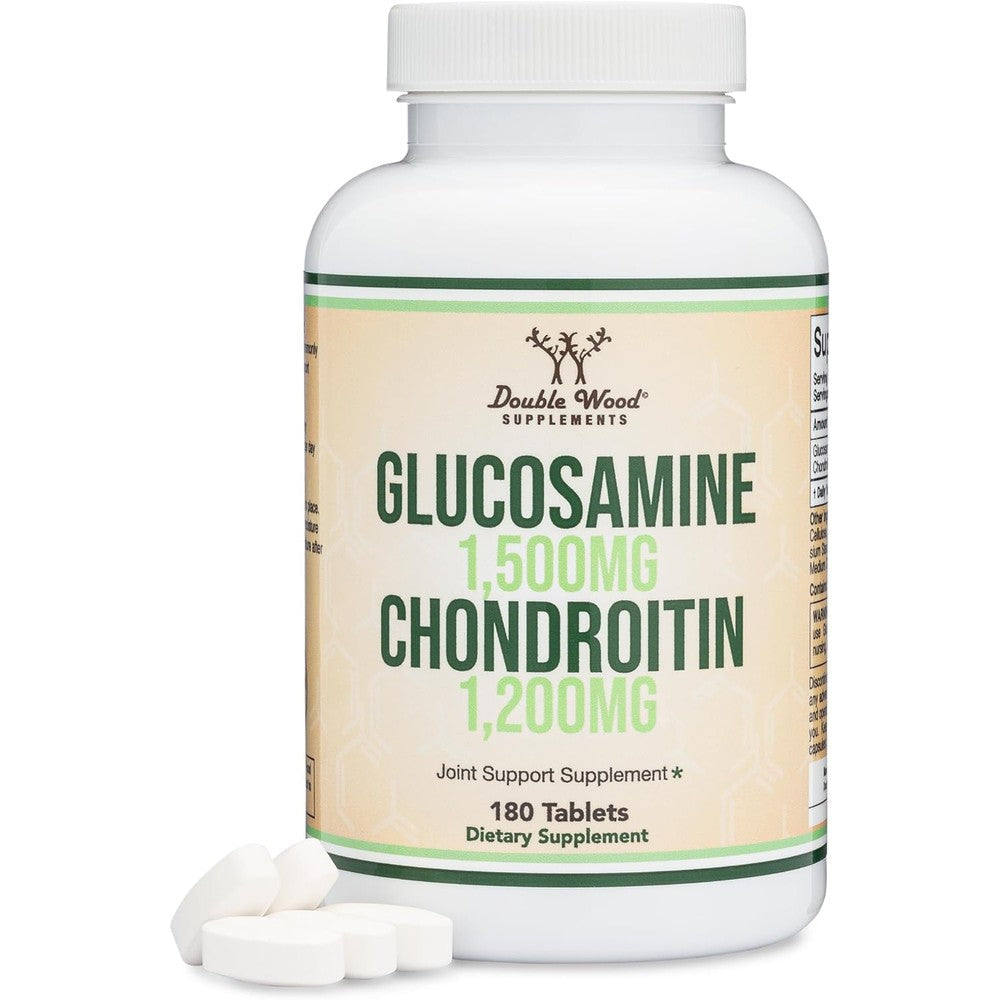 Evorina Double Wood Supplements Glucosamine Chondroitin Triple Strength 1500 Milligrams 1200 Milligrams 180 Tablets Joint Support