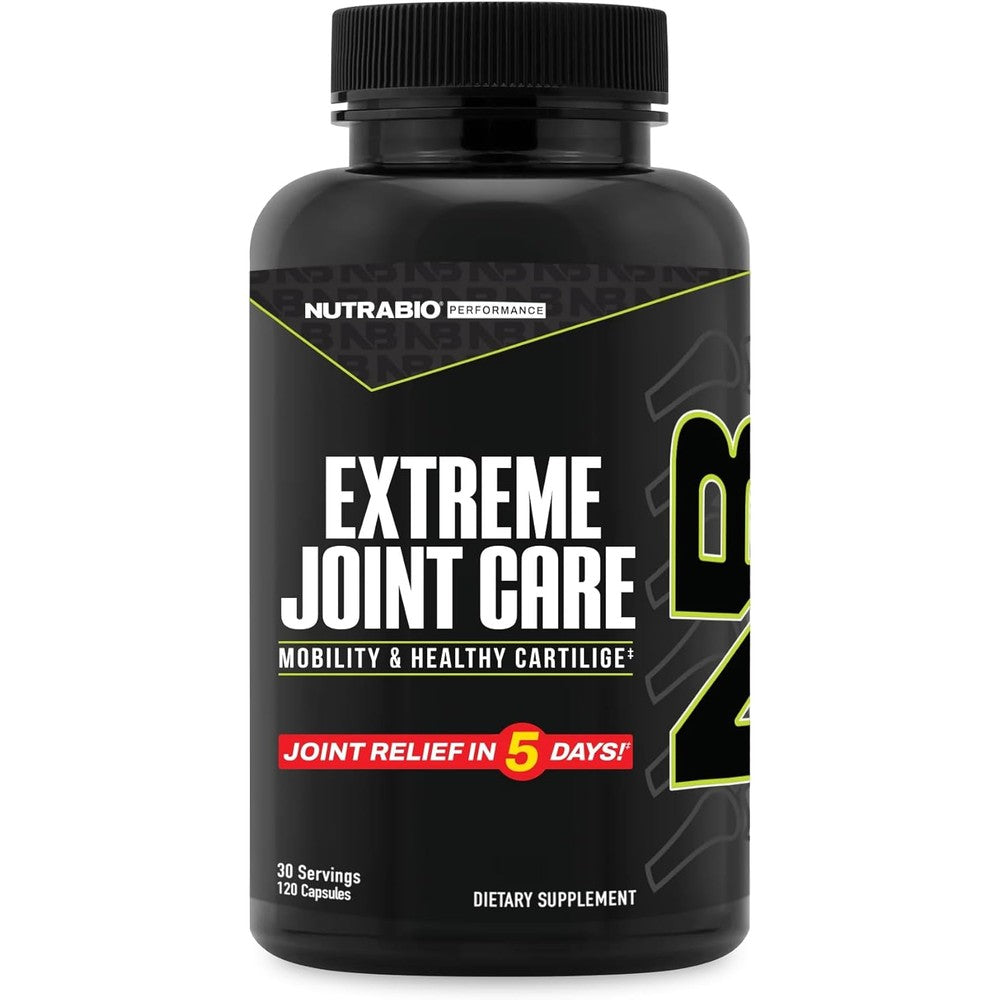 NutraBio Extreme Joint Care 120 capsules front view bottle for joint health support.
