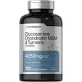 Horbäach Glucosamine Chondroitin MSM Turmeric 180 Caplets front view bottle packaging
