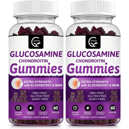 Gornvb Glucosamine Chondroitin Gummies With Msm And Elderberry Extra Strength Joint Mobility And Immune Support Supplement 60 Gummies Two Pack