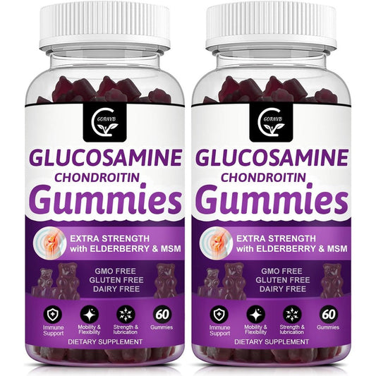 Gornvb Glucosamine Chondroitin Gummies With Msm And Elderberry Extra Strength Joint Mobility And Immune Support Supplement 60 Gummies Two Pack