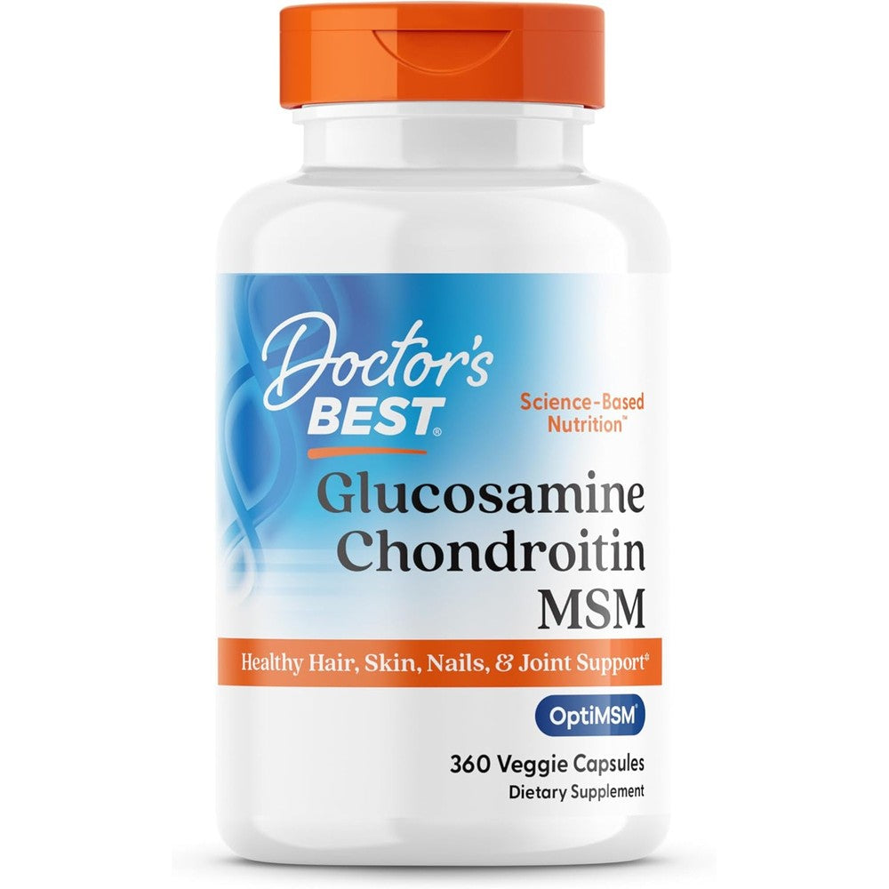 Doctor's Best Glucosamine Chondroitin MSM With OptiMSM Joint Support Supplement For Healthy Structure And Function 360 Veggie Capsules