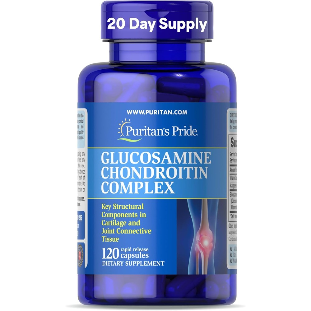 Puritan's Pride Glucosamine Chondroitin Complex 120 capsules front bottle view for joint health