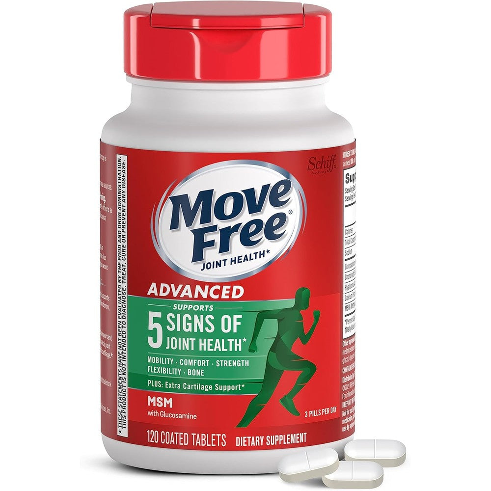 Move Free Advanced Glucosamine Chondroitin MSM Joint Support Supplement Supports Mobility Strength And Flexibility 120 Coated Tablets