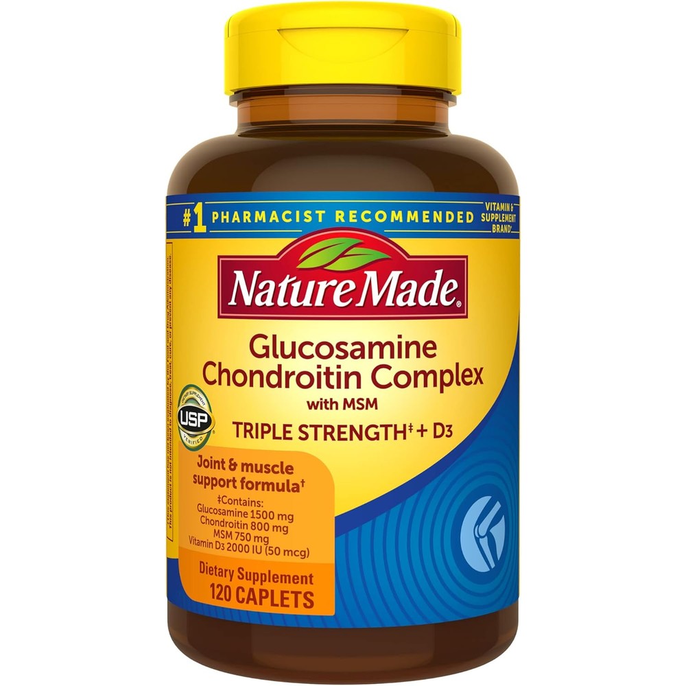 Nature Made Glucosamine Chondroitin Complex With Msm Dietary Supplement For Joint And Muscle Support, 120 Caplets, 60 Day Supply