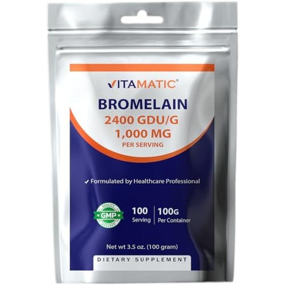 Vitamatic Bromelain Powder 1000mg front view container