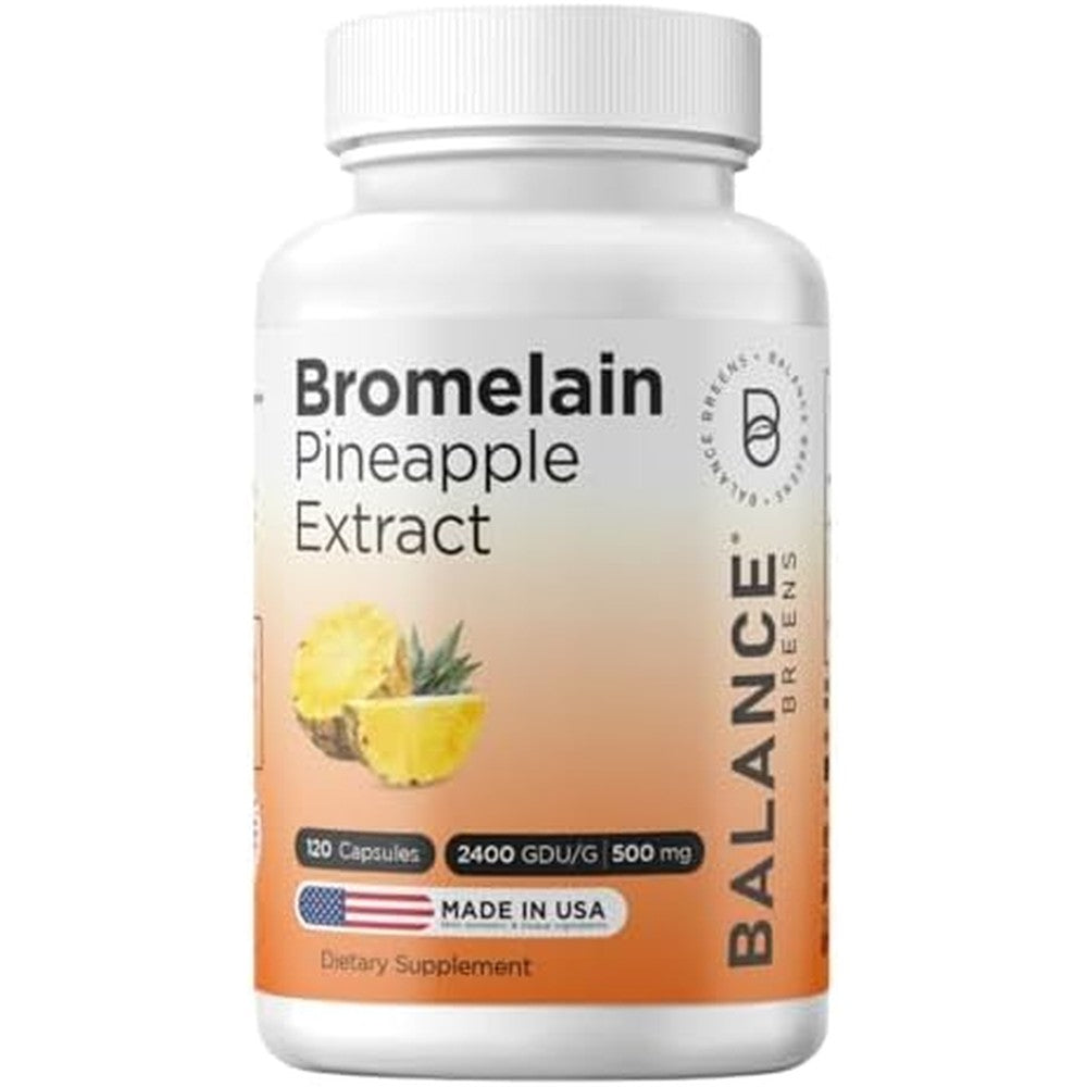 Balance Breens Bromelain 500mg 120 capsules bottle front view