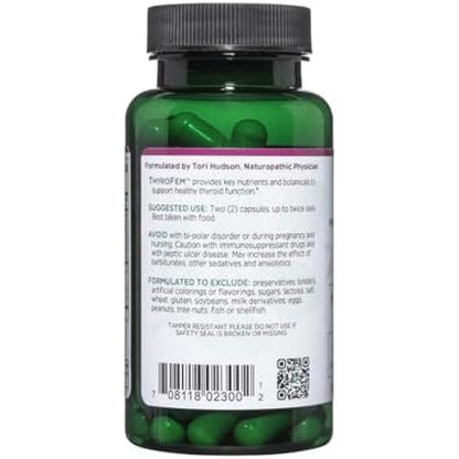 Vitanica ThyroFem Thyroid Gland Support 60 Capsules front bottle view