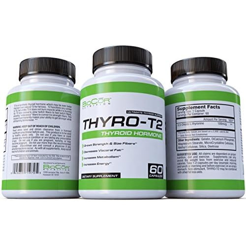 BioCor Nutrition Thyro T2 Thyroid Hormone Fat Burner front bottle view