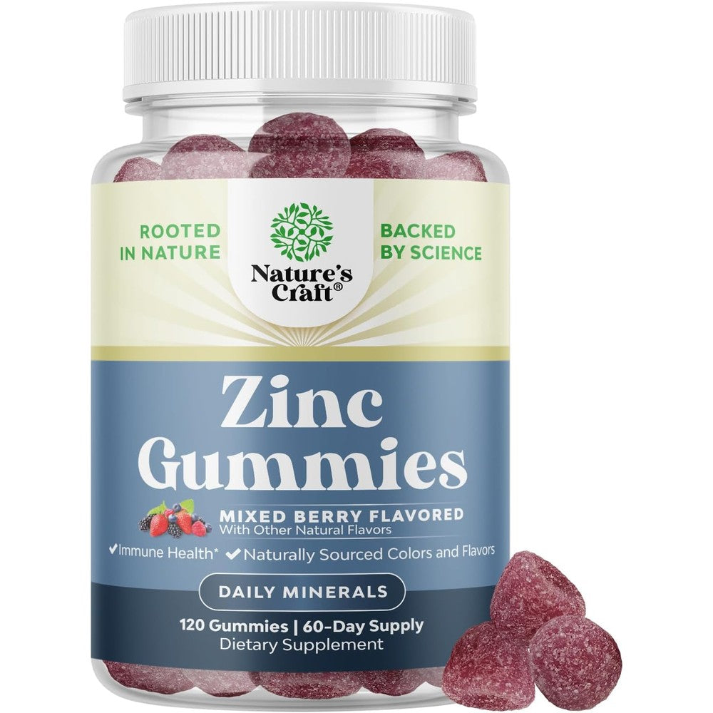 Natures Craft Extra Strength Zinc Gummies 50mg 120 chews for immune support