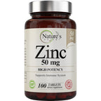 Nature's Potent Zinc 50 mg front view bottle showing high potency supplement packaging