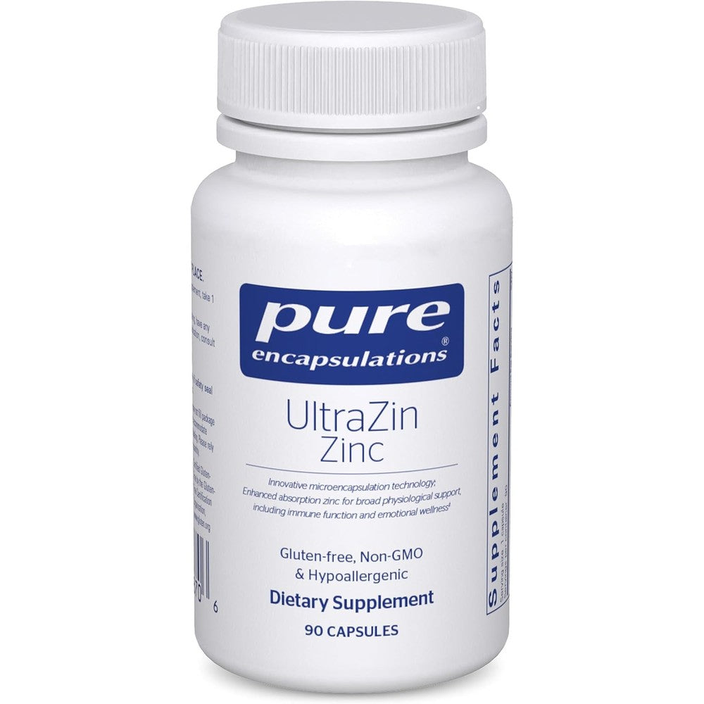 Pure Encapsulations UltraZin Zinc 90 capsules front view high absorption immune supplement