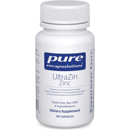 Pure Encapsulations UltraZin Zinc 90 capsules front view high absorption immune supplement