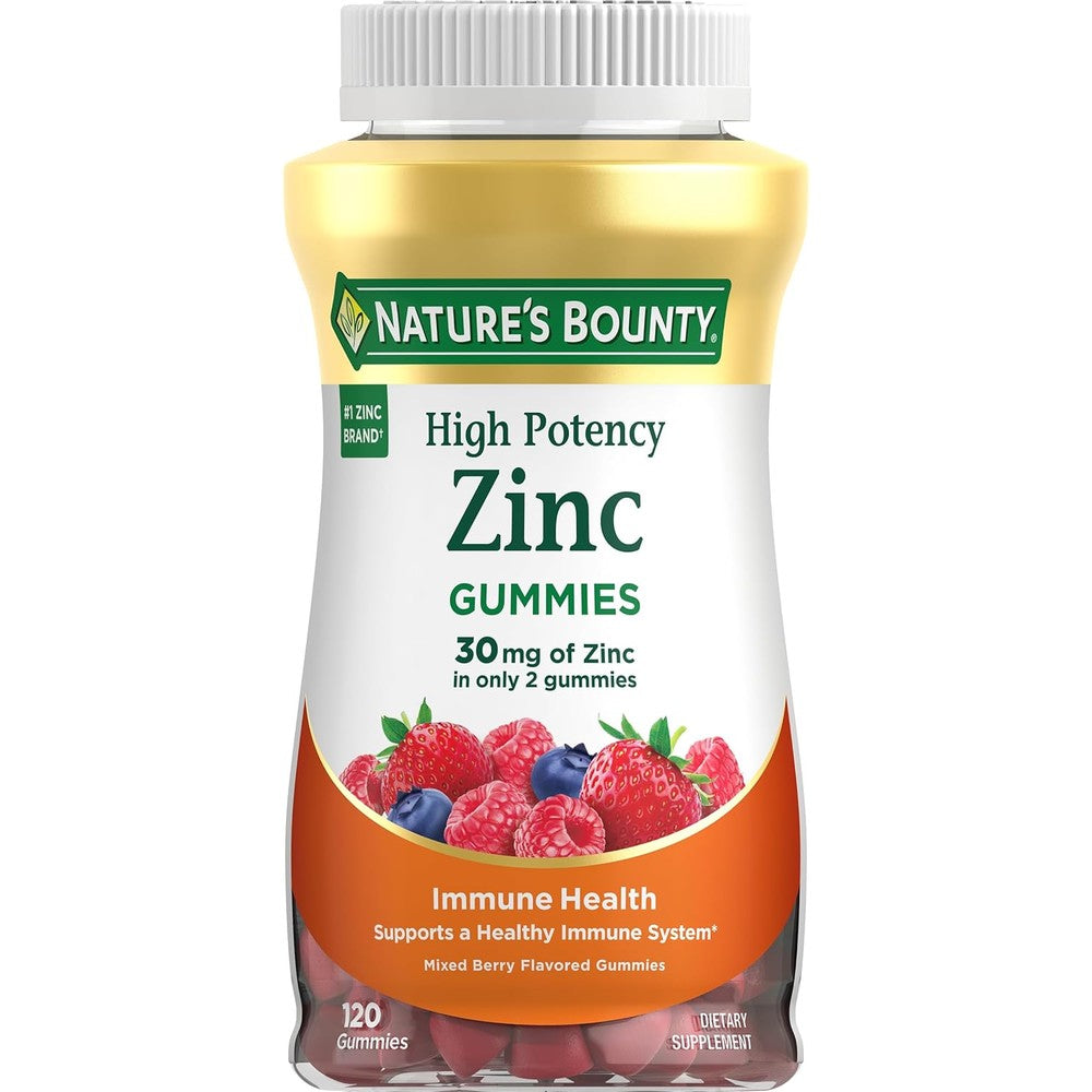 Nature's Bounty Zinc Gummies front view authentic immune support supplement bottle