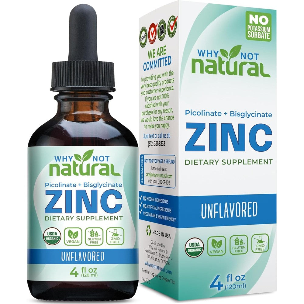 Why Not Natural Organic Liquid Zinc Drops with chelated picolinate for immunity