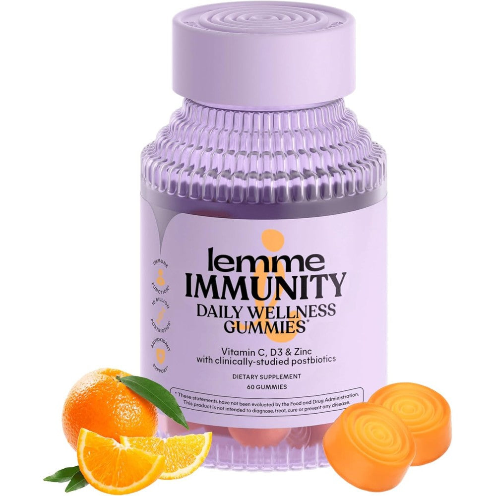 Lemme Immunity Postbiotic Gummies with Vitamin C and D3 for immune support