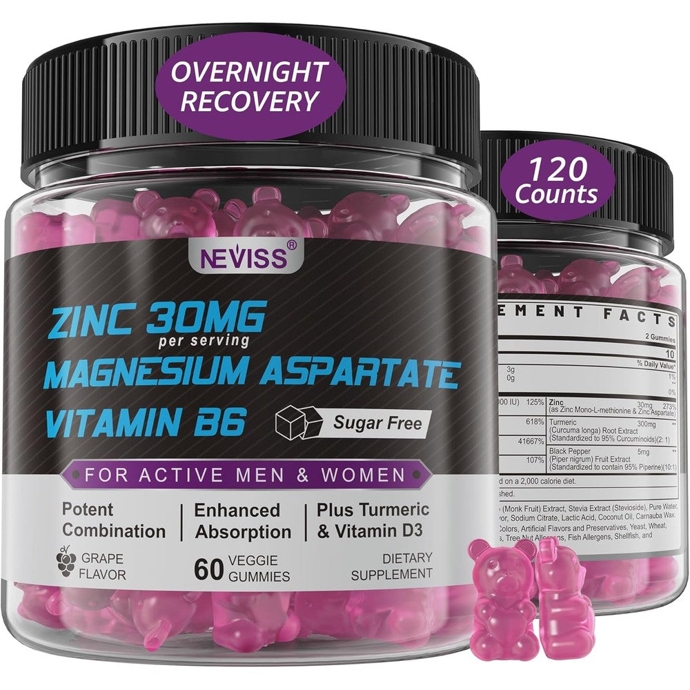 NEVISS Zinc and Magnesium Supplement gummies for post-workout muscle recovery